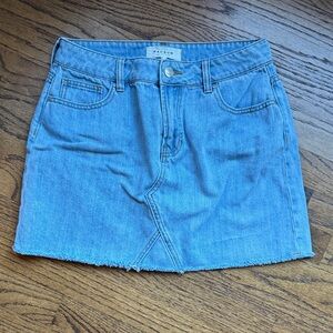 PacSun Light Blue Denim Frayed-Hem Mini Skirt